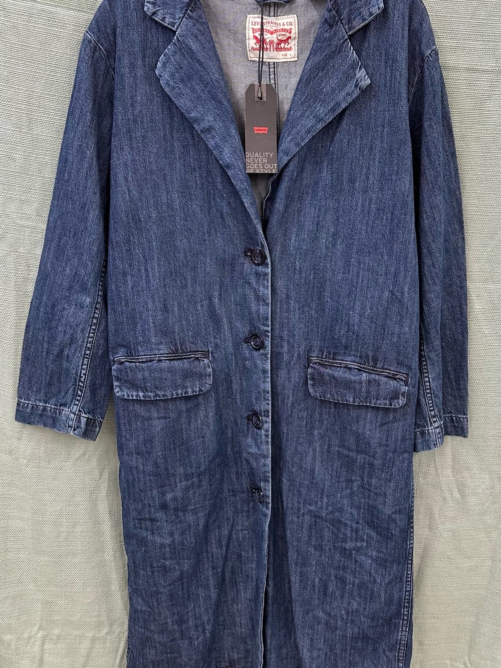Levi's Women's Indigo Blue Long Denim Coat Jacket